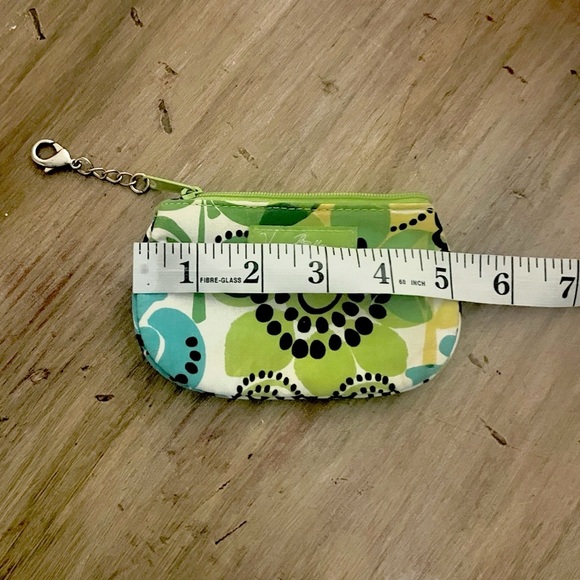 VTG Vera Bradley,Small Makeup Bag & Coin Purse, Blue, Green, Yellow Leaf Print - Picture 7 of 8